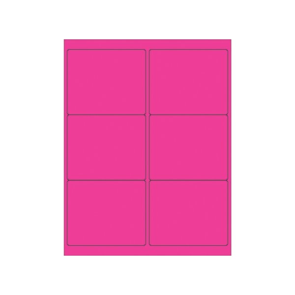 Bsc Preferred 4 x 3 1/3'' Fluorescent Pink Rectangle Laser Labels, 600PK BUY00025313 - main